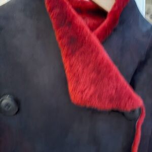 WOMAN’s Black and Red Double-Breasted Coat